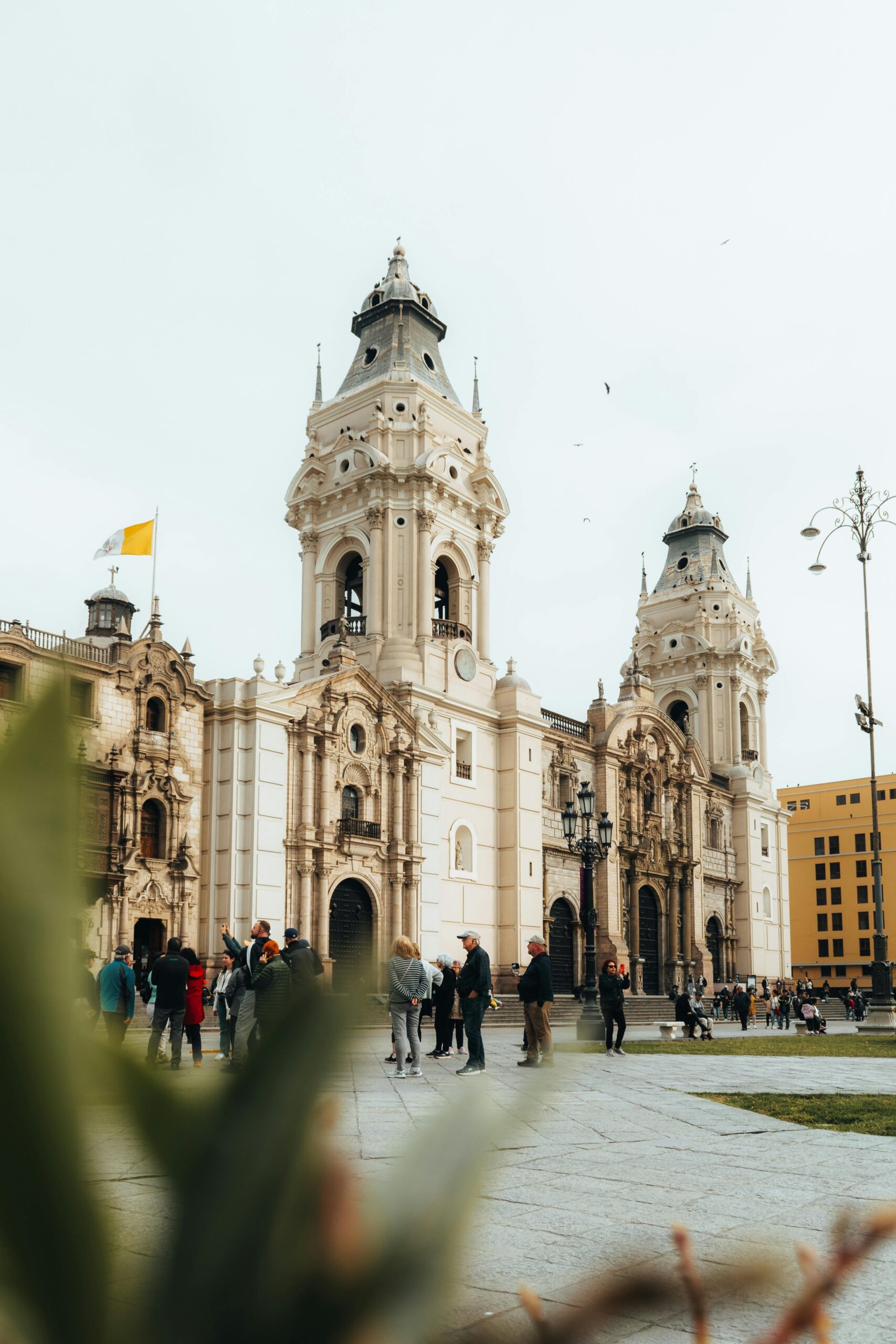 Lima Metropolitan Cathedral captured in an iconic cityscape showcasing Peru's architectural elegance.