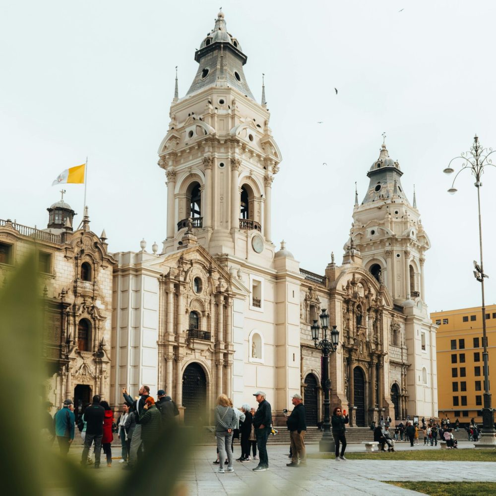 Lima Metropolitan Cathedral captured in an iconic cityscape showcasing Peru's architectural elegance.